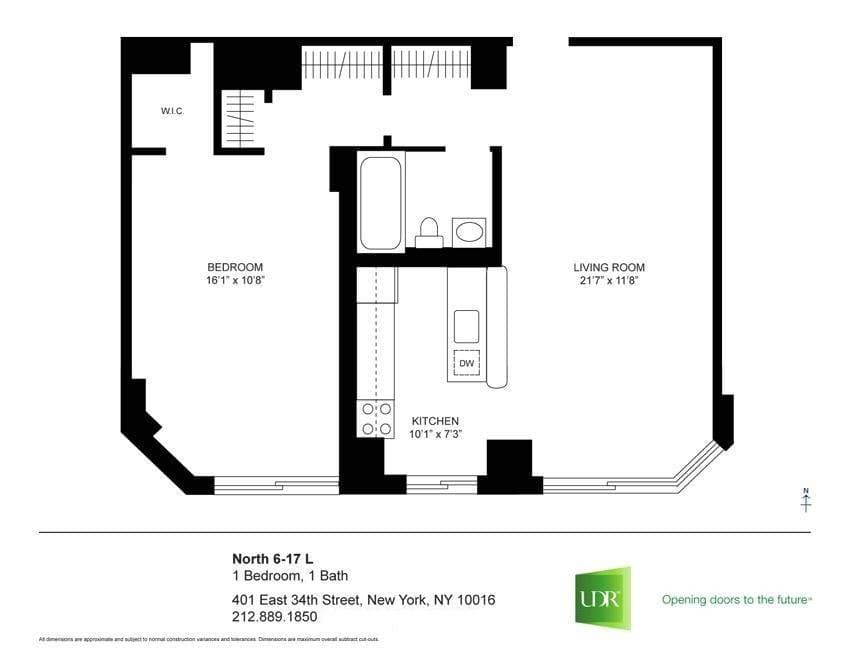 1 bed apartment at 401 East 34th Street, Unit N18L, Murray Hill, photo 2 of 8
