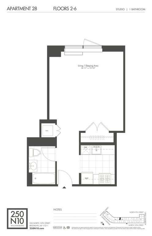 Studio apartment at 250 North 10th Street, Unit 228, Williamsburg, photo 1 of 3