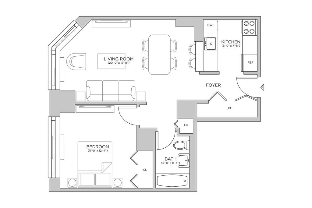 1.5 Bed apartment at 420 West 42nd Street, Unit 15G, Hell's Kitchen, photo 1 of 2