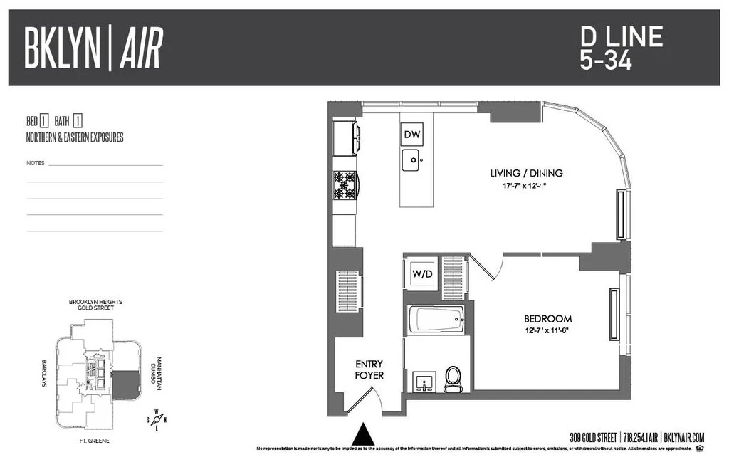1 Bed apartment at 309 Gold Street, Unit 22D, Downtown Brooklyn, photo 1 of 1