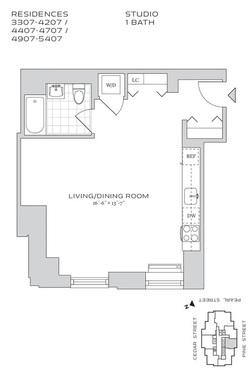 Studio apartment at 70 Pine Street, Unit 4207, Financial District, photo 1 of 2