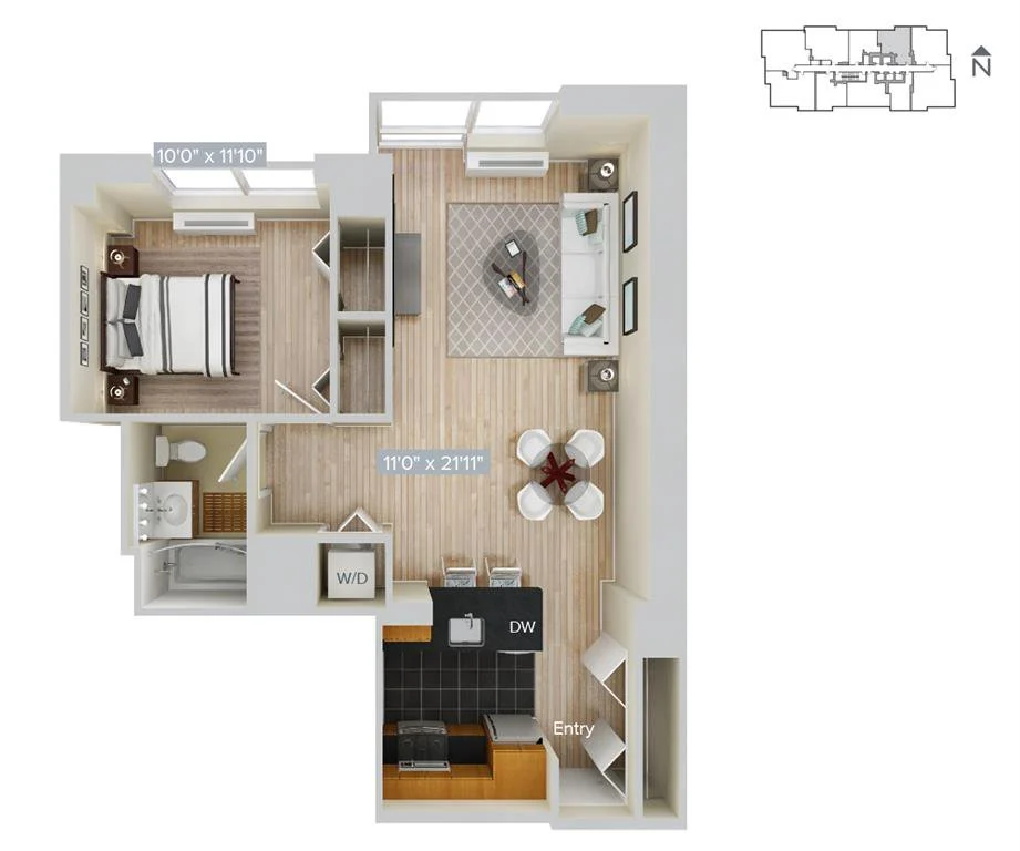 1 Bed apartment at 4-75 48th Avenue, Unit 001-4001, Long Island City, photo 1 of 1