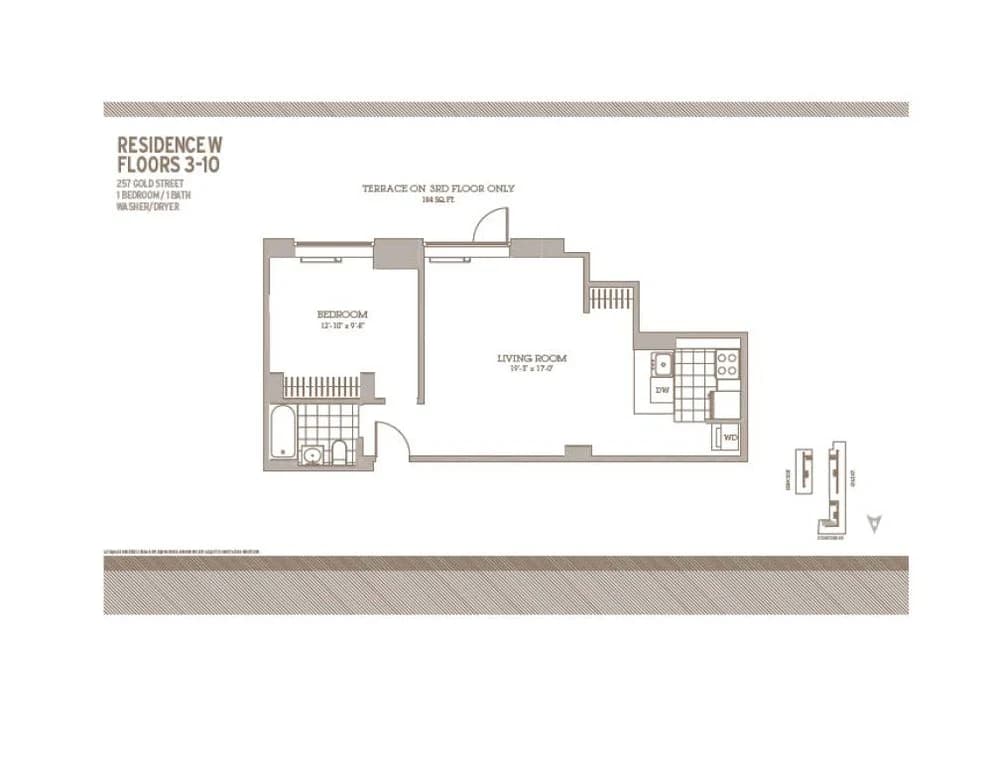 1 Bed apartment at 257 Gold Street, Unit 9W, Fort Greene, photo 1 of 1