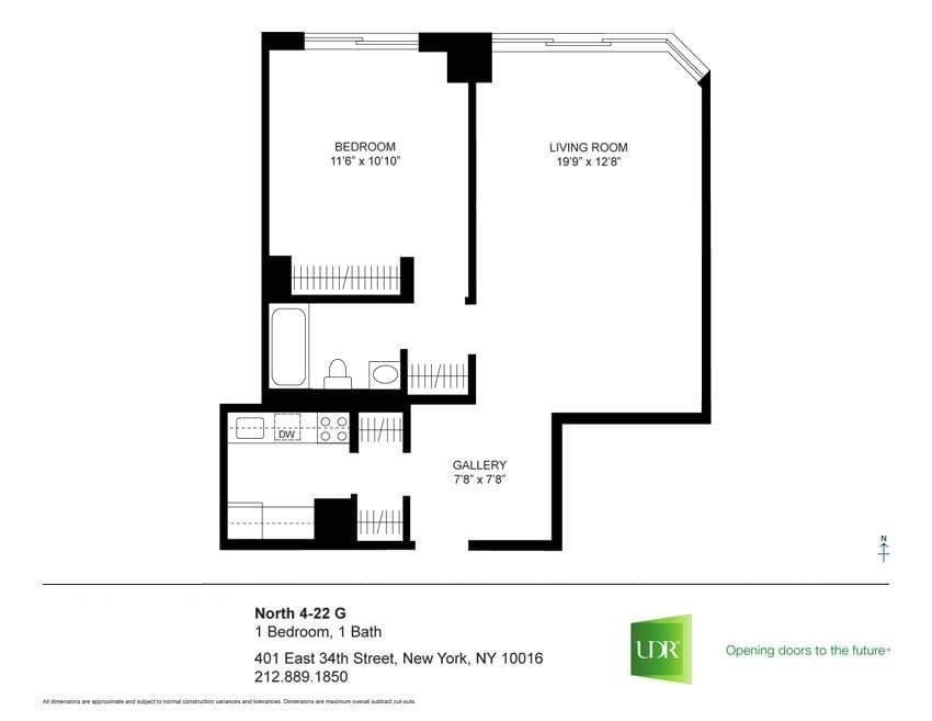 1 Bed apartment at 401 East 34th Street, Unit N15G, Murray Hill, photo 1 of 3