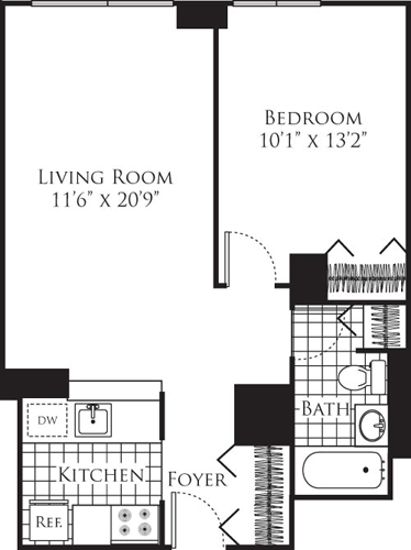 1 Bed apartment at 305 West 50th Street, Unit 25K, Hell's Kitchen, photo 1 of 1