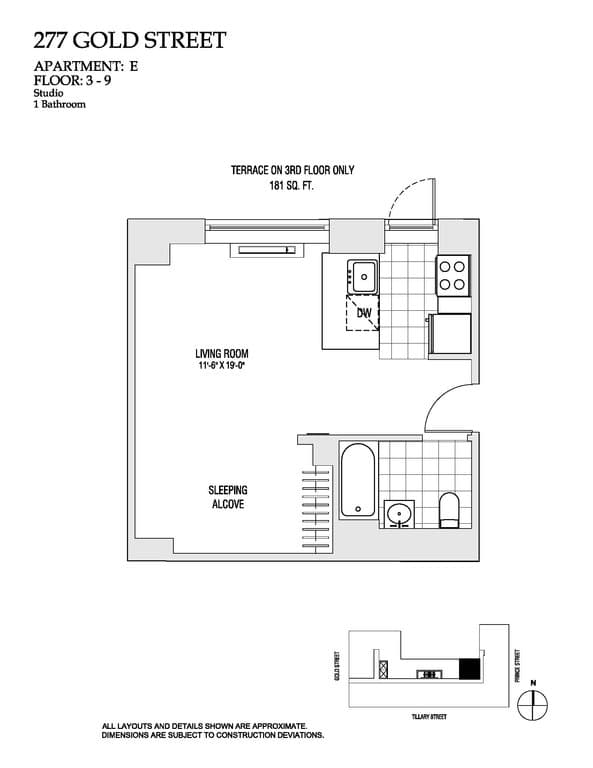 Studio apartment at 277 Gold Street, Unit 8E, Fort Greene, photo 1 of 1