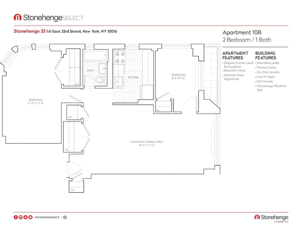 2 Bed apartment at 141 East 33rd Street, Unit 010B, Kips Bay, photo 1 of 3