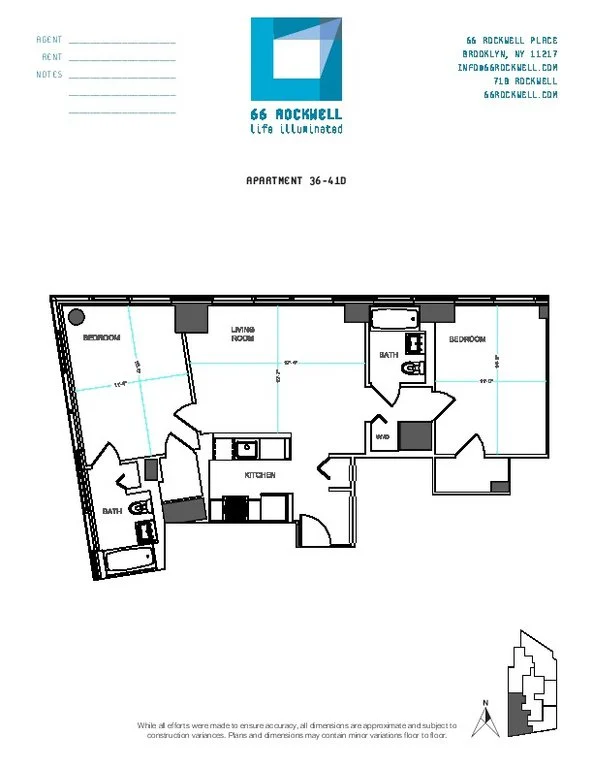 2 Bed apartment at 66 Rockwell Place, Unit 40D, Fort Greene, photo 1 of 6