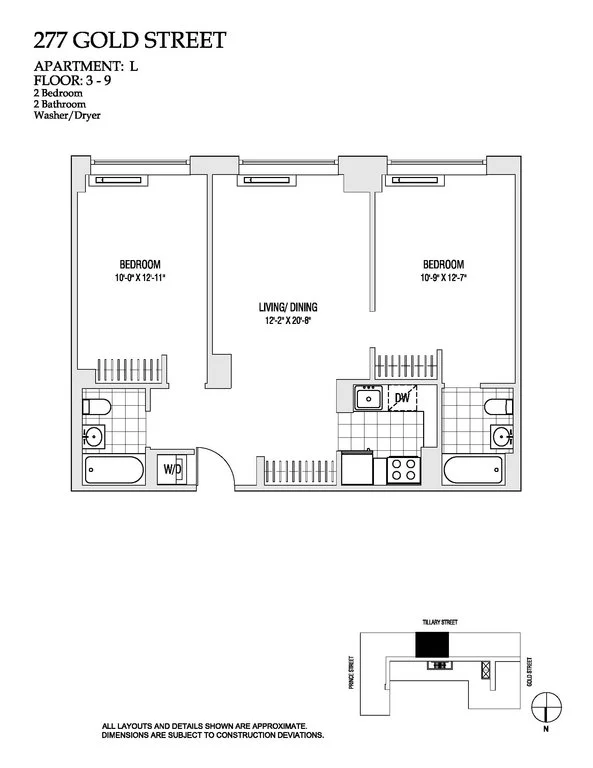 2 Bed apartment at 277 Gold Street, Unit 6L, Fort Greene, photo 1 of 1