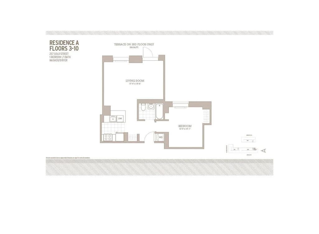 1 Bed apartment at 257 Gold Street, Unit 7A, Fort Greene, photo 1 of 1