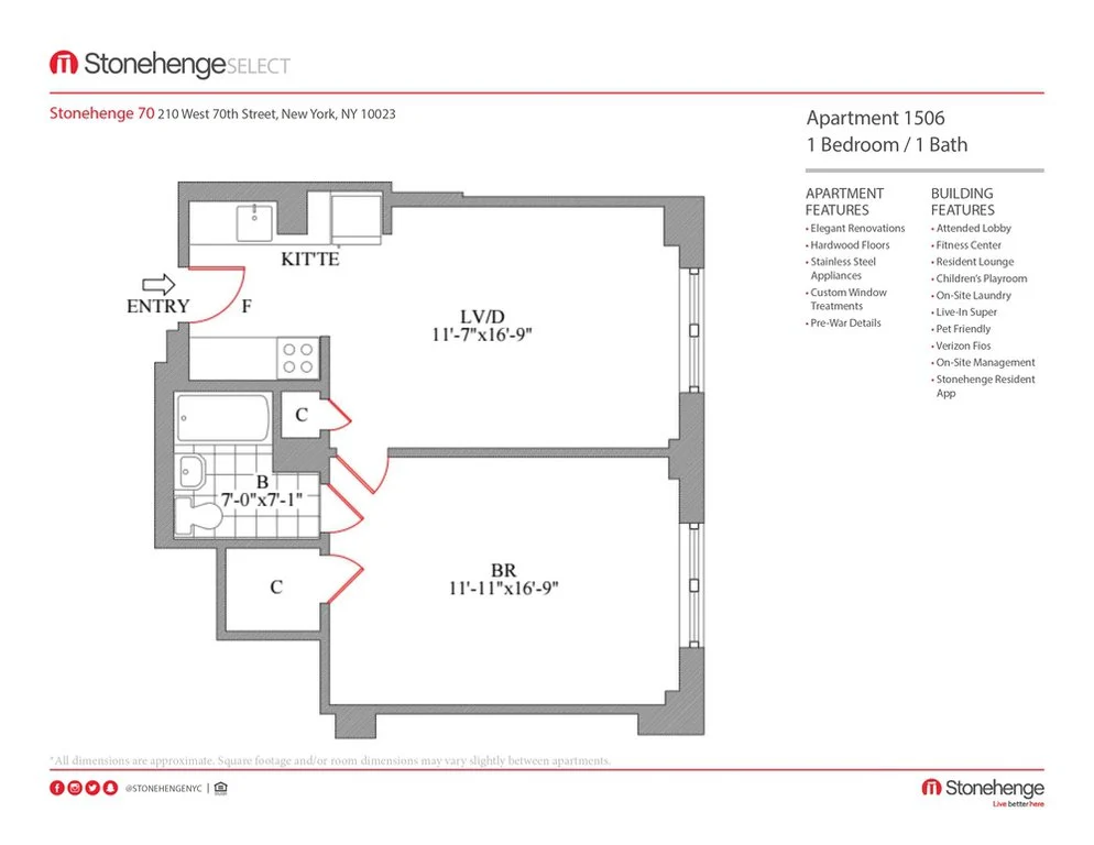 1 Bed apartment at 210 West 70th Street, Unit 1506, Upper West Side, photo 1 of 2