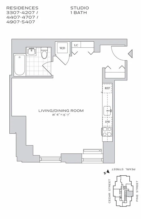 Studio apartment at 70 Pine Street, Unit 3607, Financial District, photo 1 of 4