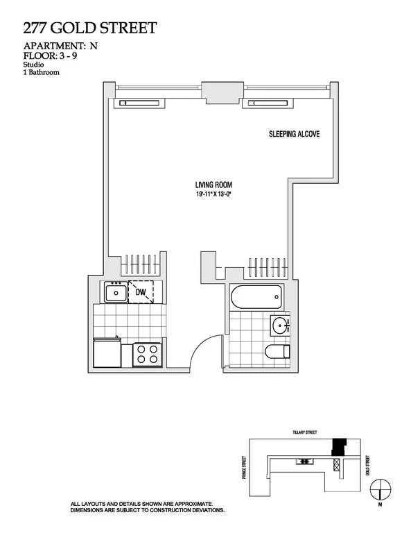 Studio apartment at 277 Gold Street, Unit 4N, Fort Greene, photo 1 of 1