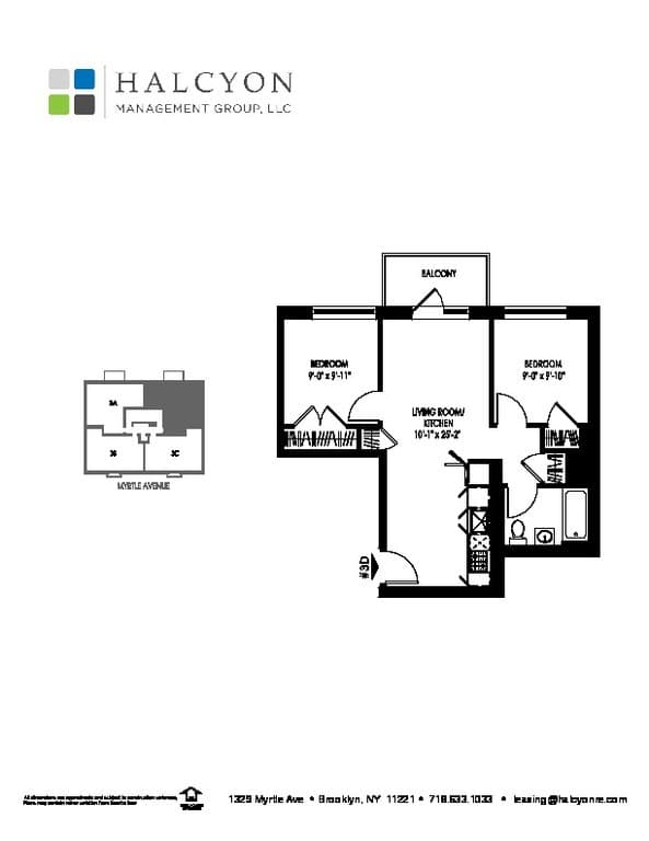 2 Bed apartment at 1329 Myrtle Avenue, Unit 3D, Bushwick, photo 1 of 1