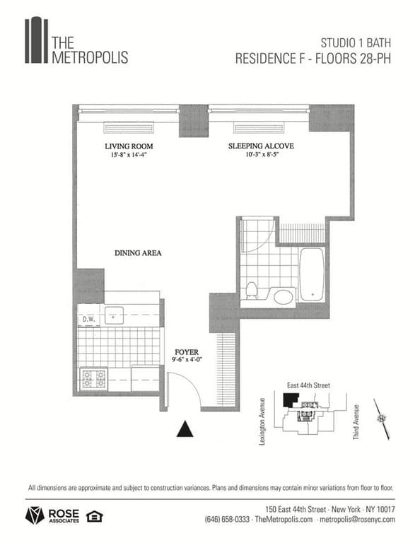 Studio apartment at 150 East 44th Street, Unit 49F, Midtown East, photo 1 of 3