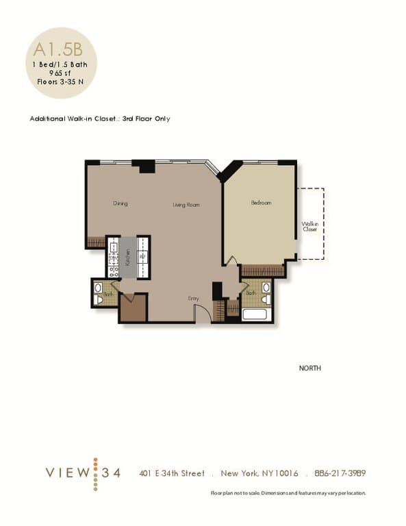 1 Bed apartment at 401 East 34th Street, Unit N15D, Murray Hill, photo 1 of 3
