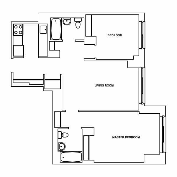 2 Bed apartment at 520 West 43rd Street, Unit 28K, Hell's Kitchen, photo 1 of 3