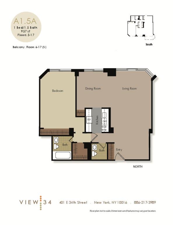 1 Bed apartment at 401 East 34th Street, Unit N07H, Murray Hill, photo 1 of 3