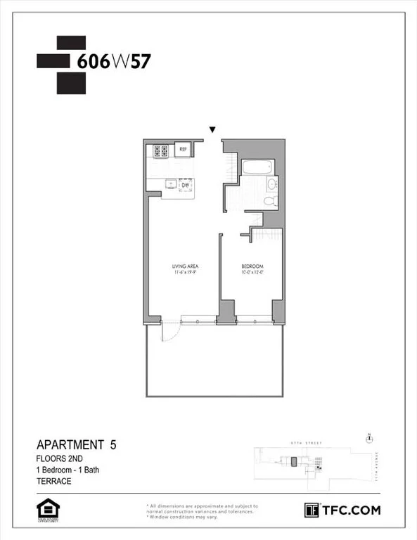 1 Bed apartment at 606 West 57th Street, Unit 205, Hell's Kitchen, photo 1 of 5