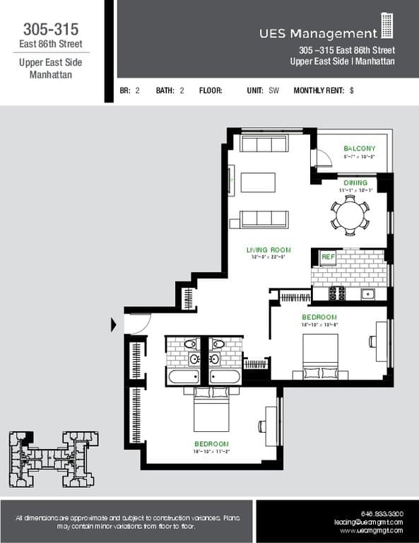 3 Bed apartment at 305 East 86th Street, Unit 21S, Upper East Side, photo 1 of 1