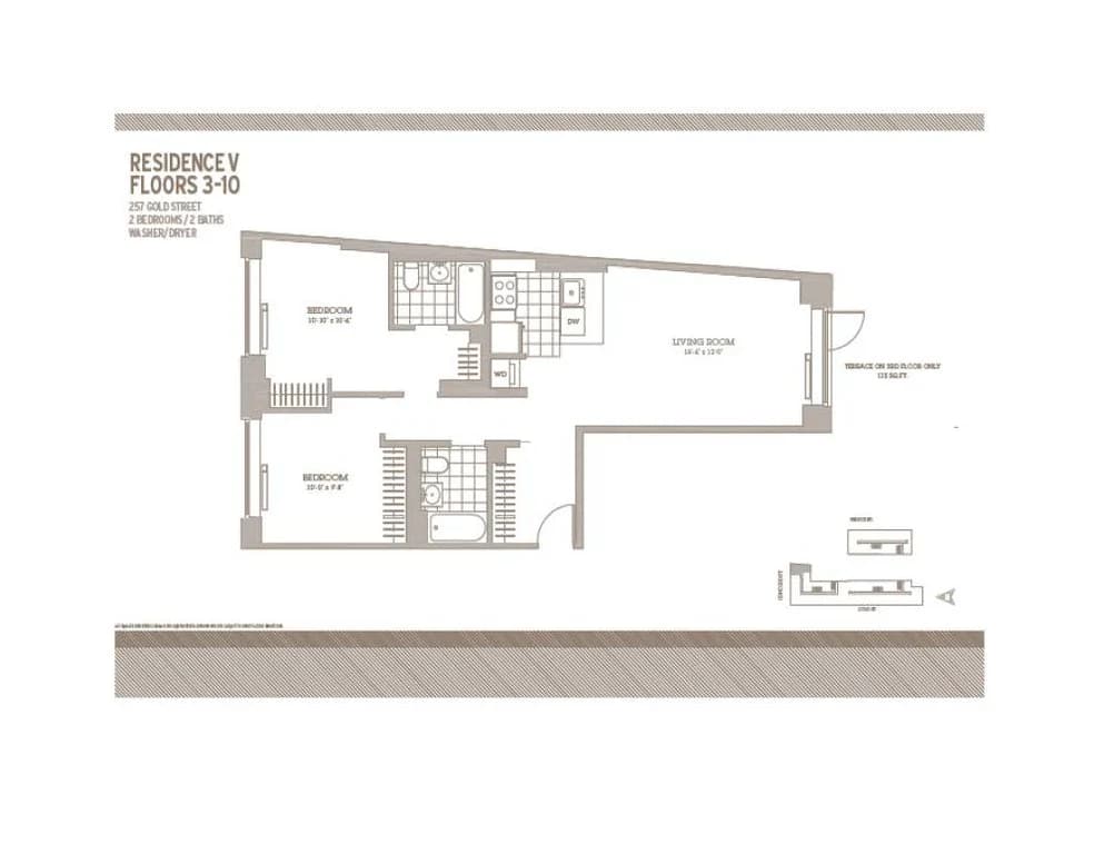 2 Bed apartment at 257 Gold Street, Unit 9V, Fort Greene, photo 1 of 1