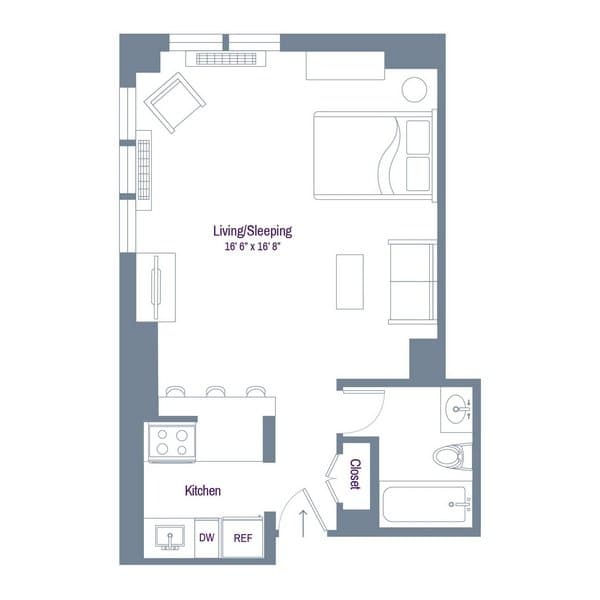 Studio apartment at 150 East 34th Street, Unit 3706, Murray Hill, photo 1 of 2