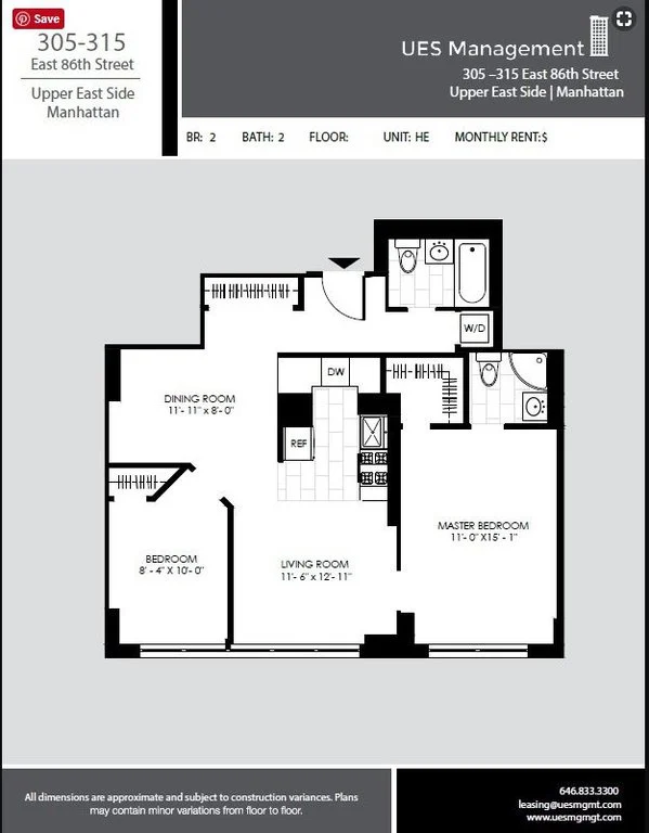 2 Bed apartment at 305 East 86th Street, Unit 19HE, Upper East Side, photo 1 of 1