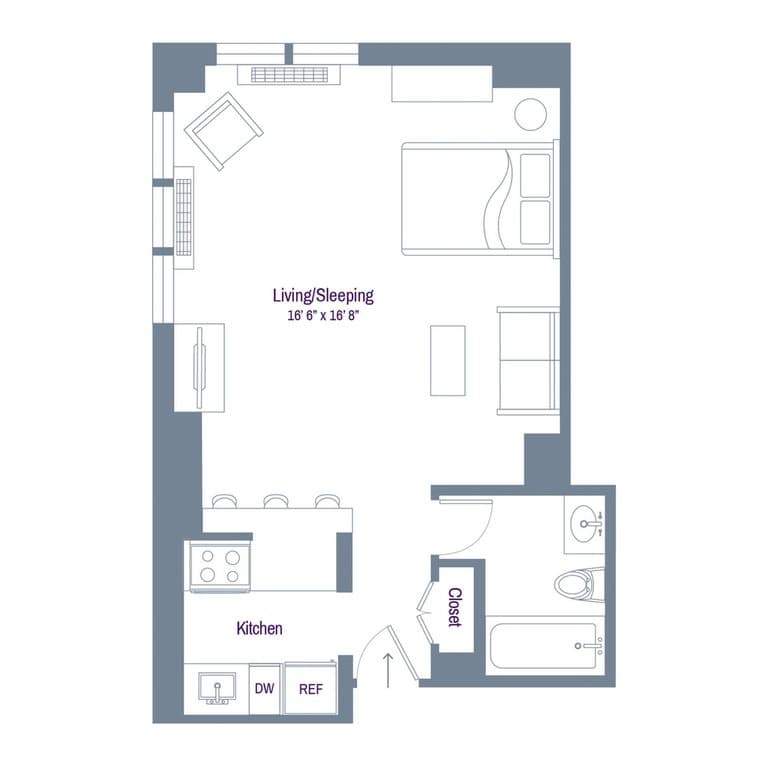Studio apartment at 150 East 34th Street, Unit 1904, Murray Hill, photo 1 of 2