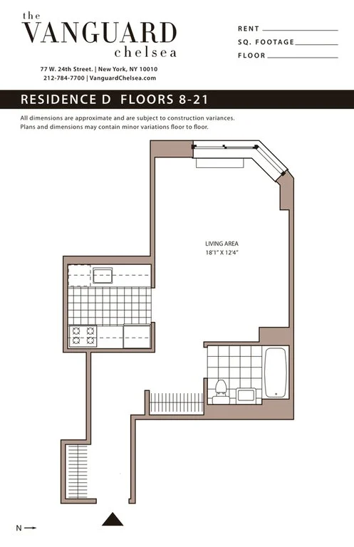 Studio apartment at 77 West 24th Street, Unit 9D, Flatiron, photo 1 of 1