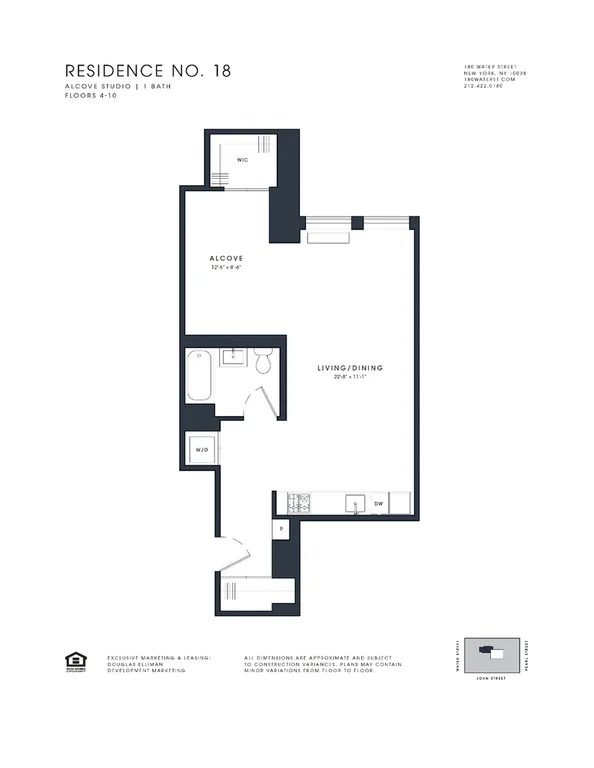 0.5 Bed apartment at 180 Water Street, Unit 618, Financial District, photo 1 of 2