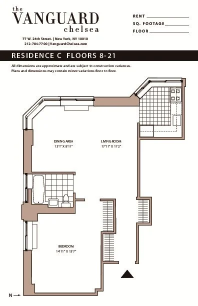 1 Bed apartment at 77 West 24th Street, Unit 15C, Flatiron, photo 1 of 1