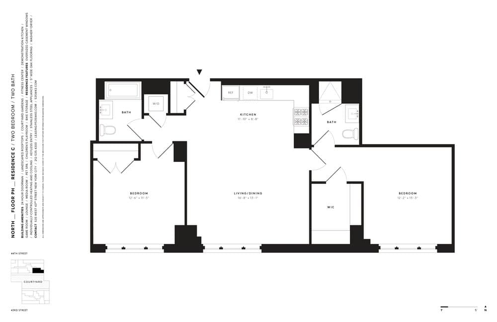 2 Bed apartment at 535 West 43rd Street, Unit NORTHPENTHOUSEC, Hell's Kitchen, photo 1 of 2