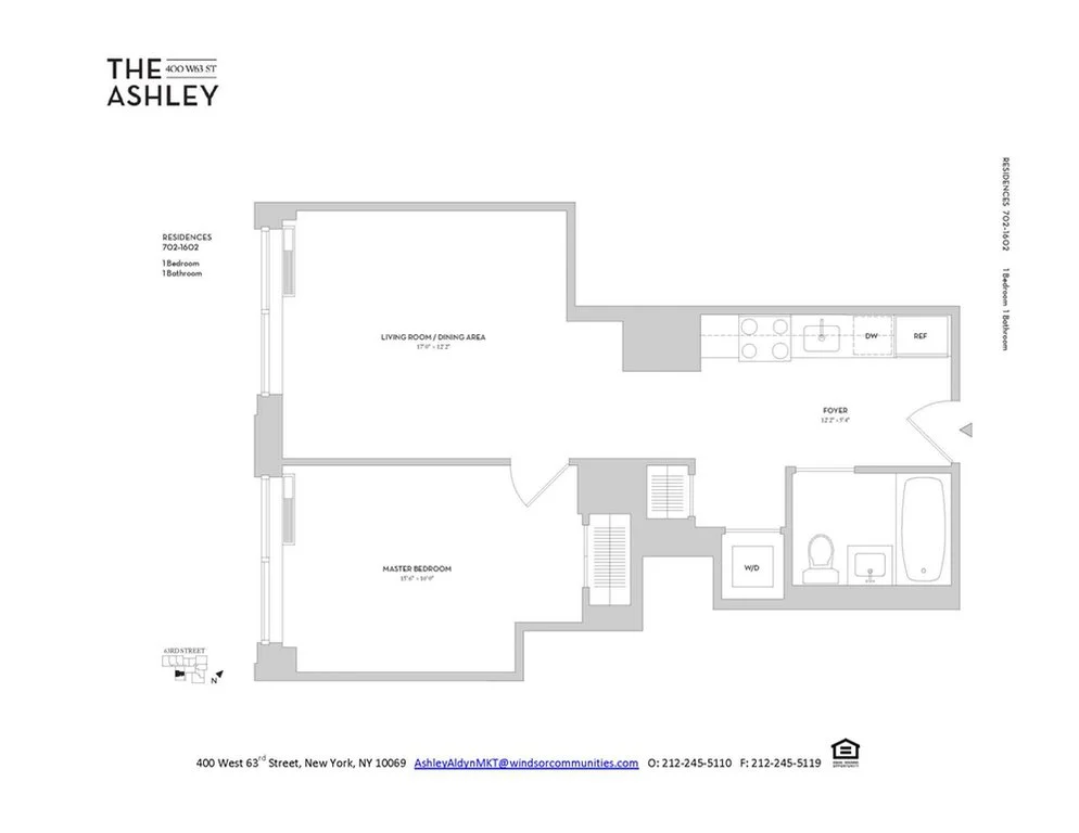 1 Bed apartment at 400 West 63rd Street, Unit 1202, Upper West Side, photo 1 of 2