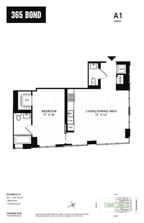 1 Bed apartment at 365 Bond Street, Unit A1101, Gowanus, photo 1 of 1