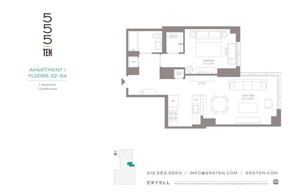 1 Bed apartment at 555 Tenth Avenue, Unit 40I, Hell's Kitchen, photo 1 of 2