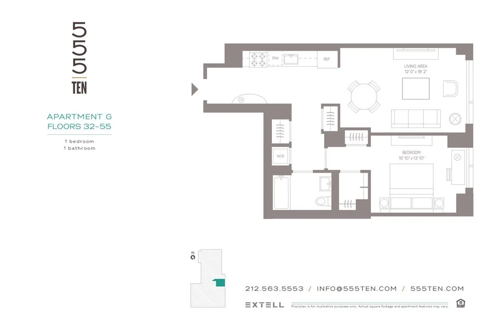 1 Bed apartment at 555 Tenth Avenue, Unit 35G, Hell's Kitchen, photo 1 of 2