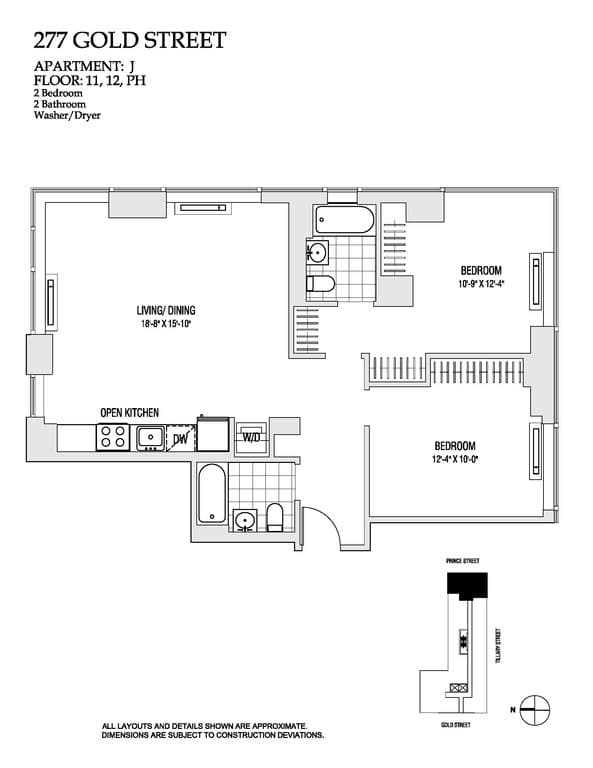 2 Bed apartment at 277 Gold Street, Unit 12J, Fort Greene, photo 1 of 1