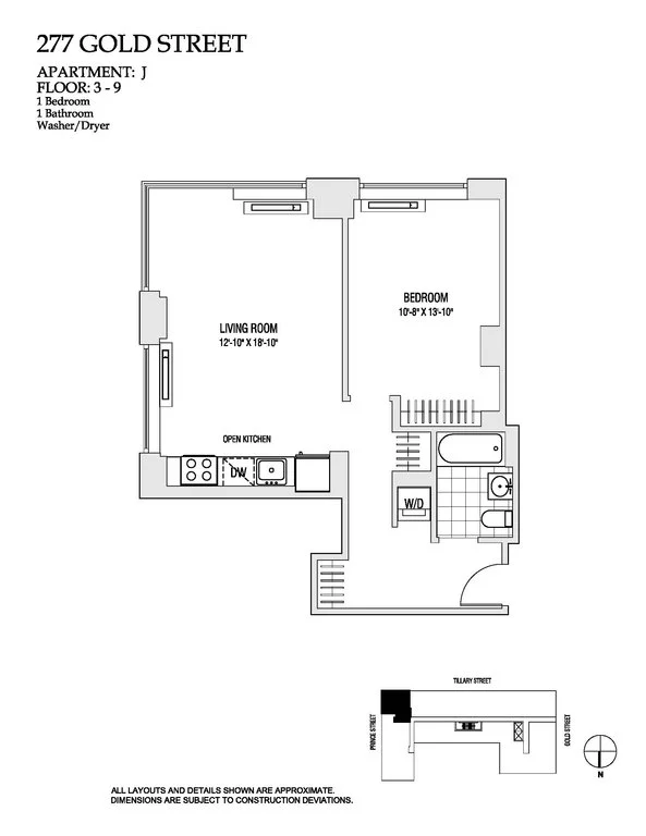 1 Bed apartment at 277 Gold Street, Unit 5J, Fort Greene, photo 1 of 1