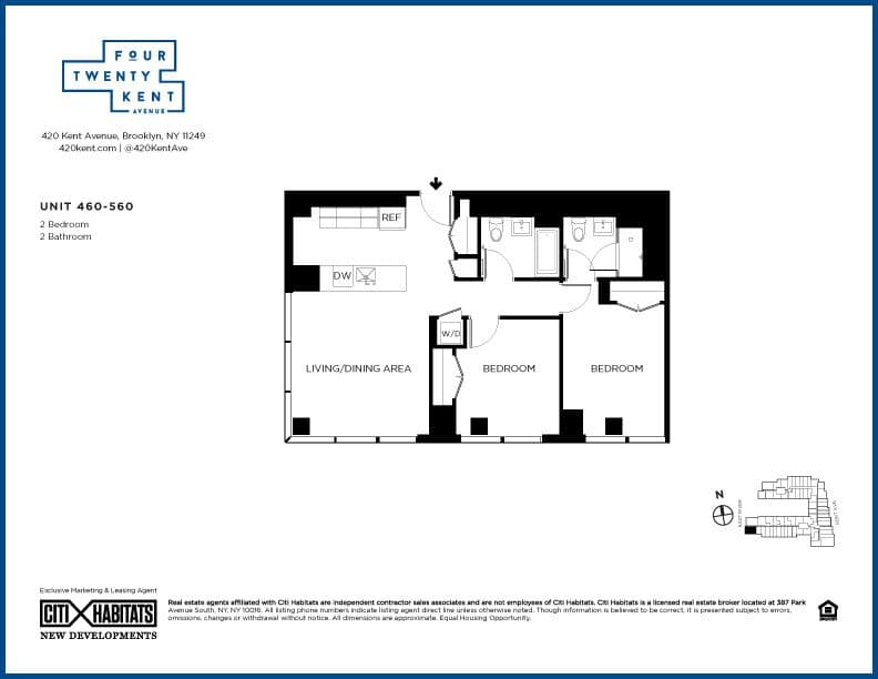 2 Bed apartment at 420 Kent Avenue, Unit 560, Williamsburg, photo 1 of 1