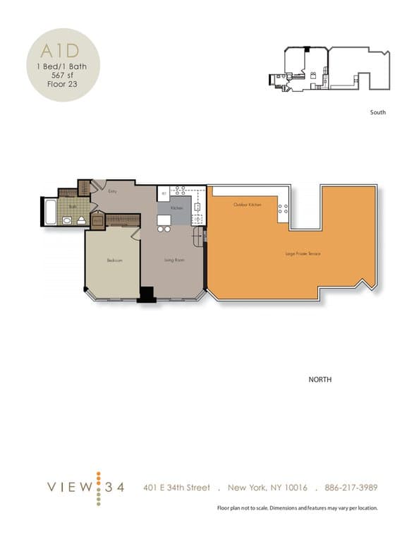 1 Bed apartment at 401 East 34th Street, Unit N23H, Murray Hill, photo 1 of 3