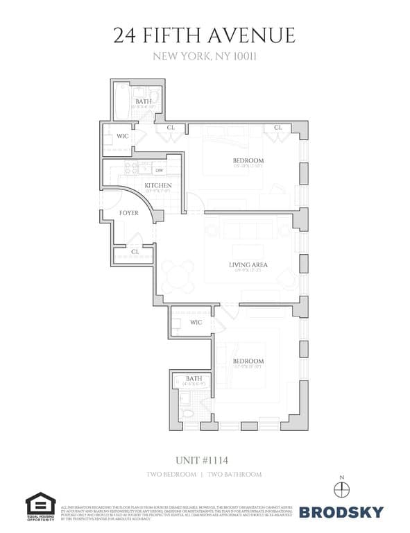 2 Bed apartment at 24 Fifth Avenue, Unit 1114, Greenwich Village, photo 1 of 3