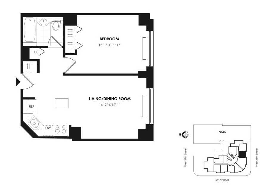 1 Bed apartment at 776 6th Avenue, Unit 28E, Chelsea, photo 1 of 3