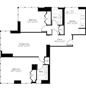 2 Bed apartment at 800 6th Avenue, Unit 17G, Chelsea, photo 1 of 28