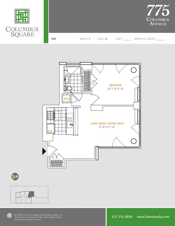 1 Bed apartment at 775 Columbus Avenue, Unit 8C, Upper West Side, photo 1 of 3