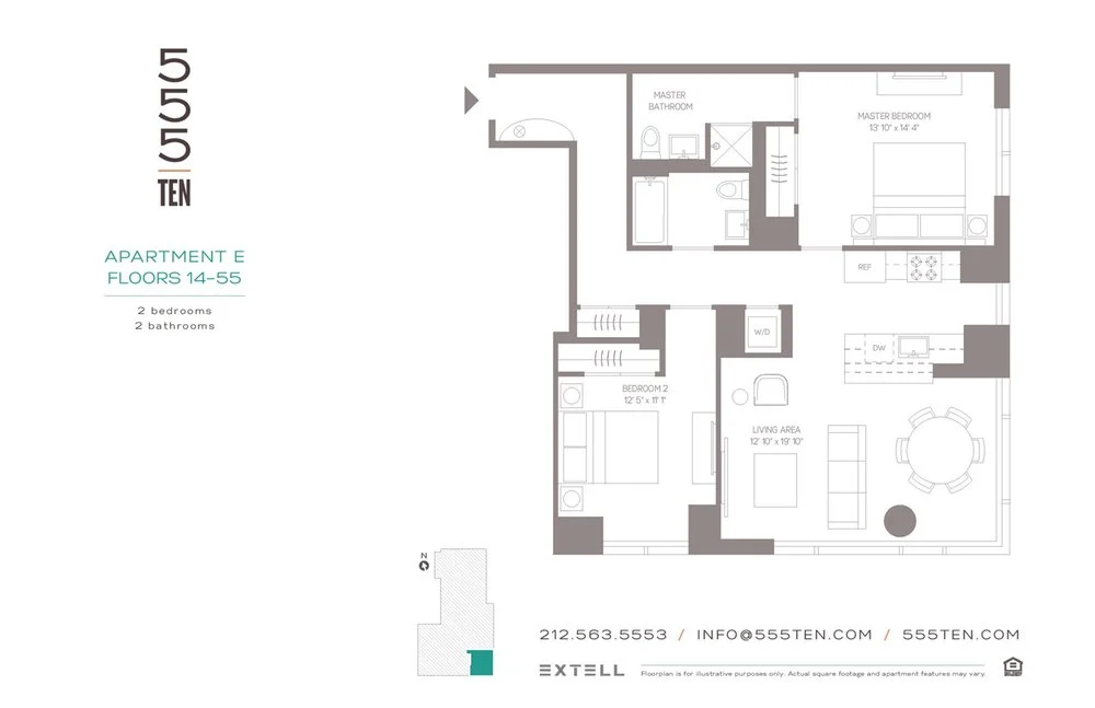 2 Bed apartment at 555 Tenth Avenue, Unit 36E, Hell's Kitchen, photo 1 of 2