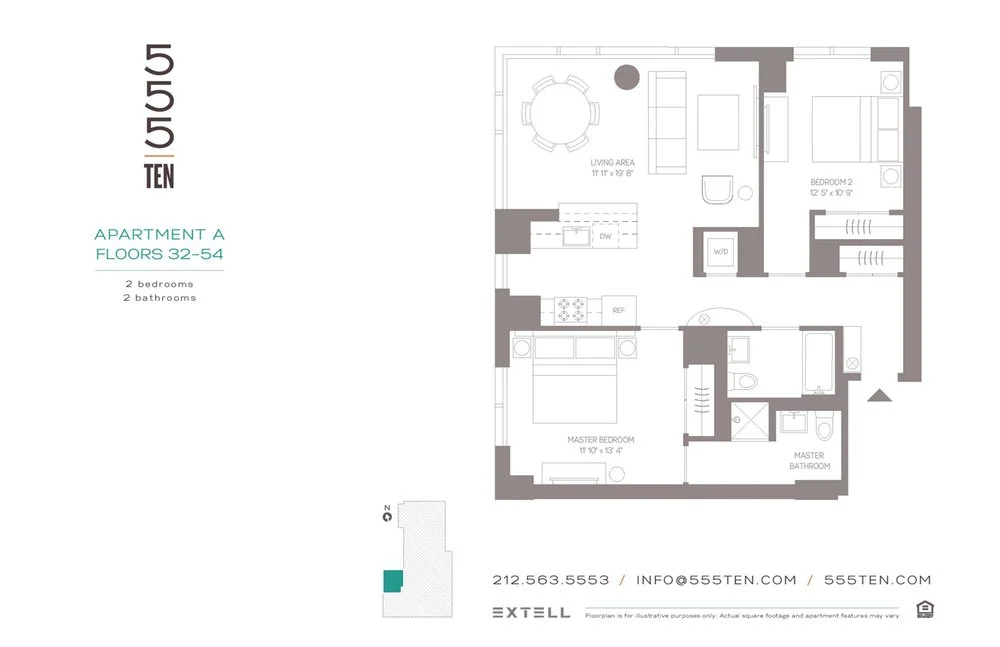2 Bed apartment at 555 Tenth Avenue, Unit 50A, Hell's Kitchen, photo 1 of 2