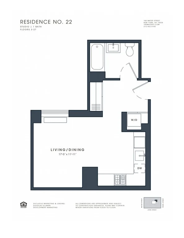 Studio apartment at 180 Water Street, Unit 1422, Financial District, photo 1 of 1