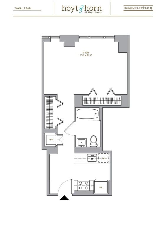 Studio apartment at 45 Hoyt Street, Unit 9Q, Boerum Hill, photo 1 of 2