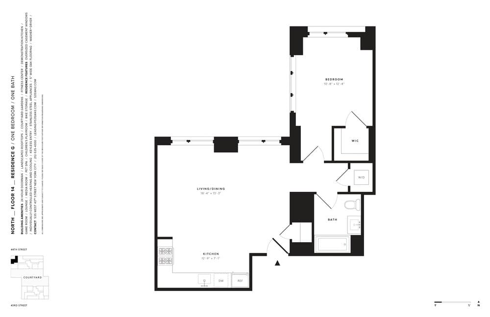 1 Bed apartment at 535 West 43rd Street, Unit NORTH14G, Hell's Kitchen, photo 1 of 1