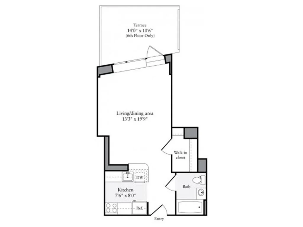 Studio apartment at 510-515 West 52nd Street, Unit 001-014P, Hell's Kitchen, photo 1 of 1